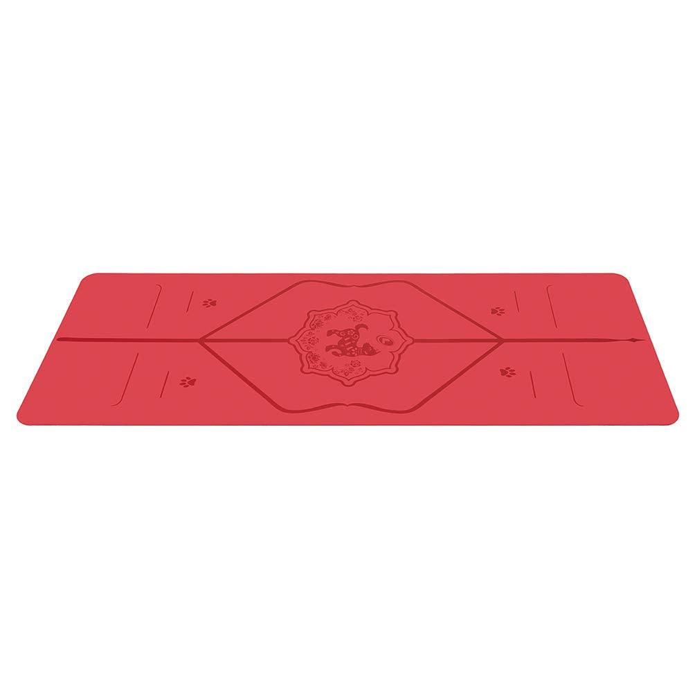 Liforme Year of The Dog Yoga mat ñ Patented Alignment System, Warrior-like Grip, Non-Slip, Eco-friendly, Sweat-resistant, Long, Wide and Thick for comfortñ Special Edition Dog - Red