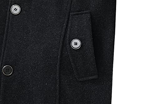 wantdo Men's Stylish Double Breasted Wool Blended Pea Coat with Belt Pure Grey M
