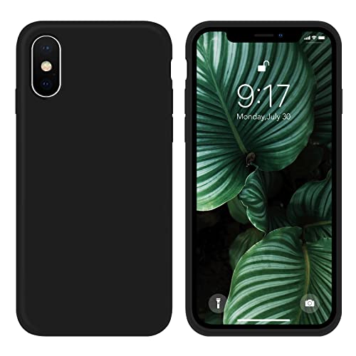 OuXul Case for iPhone X/iPhone Xs case Liquid Silicone Gel Rubber Phone Case,iPhone X/iPhone Xs 5.8 Inch Full Body Slim Soft Microfiber Lining Protective Case (Tea Green)