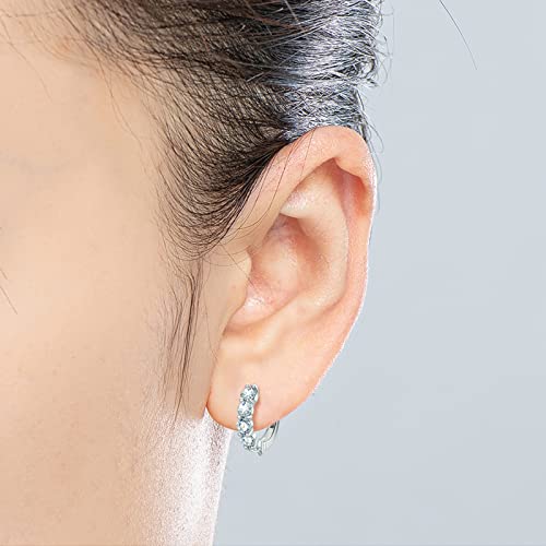 AINUOSHI Hoop Earrings for Women, G-H-I Color Moissanite Simulated Diamond, 925 Sterling Silver with 18K White Gold Plating, Hypoallergenic, Jewelry Box Packed, Moissanite,