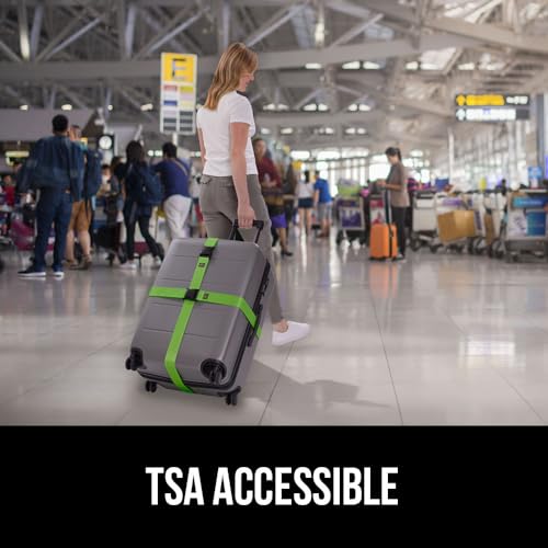 Gorilla Grip Heavy Duty 2 Pack Adjustable Luggage Straps for Suitcases, Easy to Identify Travel Belt Connector Holds Suitcase Together, Extends Life of Bag, Strap Connects Two Bags, Accessories Black