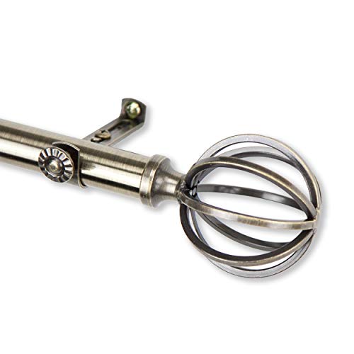 Rod Desyne 3/4" Cage Window Curtain Rod, 28-48 inch, Antique Brass