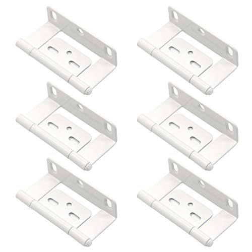 Semetall 6 Pack Heavy Duty Door Hinge for Folding Door Non-Mortise L Shape Door Hinges with Screws,Stainless Steel Hinges for Shutters and Foldable Door (3x1.5 Inch,White)