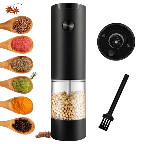 Electric Salt and Pepper Grinder, Automatic Mill, Adjustable Coarseness, LED Light - Convenient One-Hand Operation - Perfect for Kitchen and BBQ - Includes Salt and Pepper Shakers