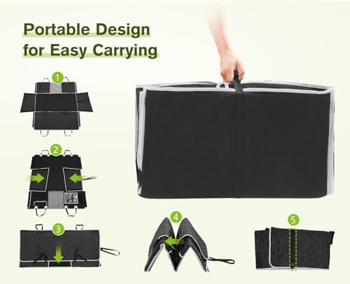 Pecute Dog Back Seat Extender, Back Seat Extender for Dogs, Hard Bottom Car Seat Cover for Large Dogs, Backseat Dog Hammock for Car SUV, Dog Car Seat Cover Extender for Car Travel & Camping Bed