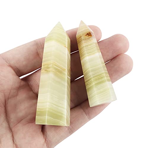 SMQ Purple Mica Healing Crystal Wands Chakra Sets,2pcs 70/60mm Tumbled 6 Facet Single Point Tower Wand Kits for Meditation Therapy Decor with Gift Box