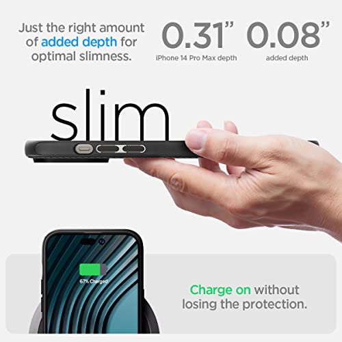 Spigen Mag Armor MagFit Designed for iPhone 14 Pro Max Case (2022) [Military-Grade Protection] Compatible with MagSafe - Matte Black