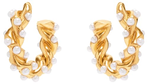 Oscar de la Renta, Small Rope Pearl Hoop Earrings, Pearl