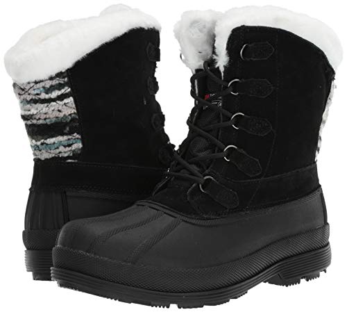 Propét Women's Lumi Tall Lace Snow Boot, Black/White, 7.5 Medium US