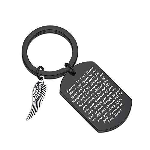 FEELMEM Cardinal Condolence Sympathy Gift Forever in Your Heart Cardinal Poem Memorial Keychain Cardinal Remembrance Gift (black)