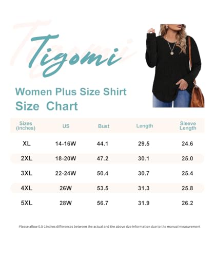 TIYOMI Women Plus Size Tops Long Sleeves 1X Round Neck Sweaters For Curvy Women Blouse Sweater Casual Outfits Fall Autumn Winter Spring Shirt Deep Grey XL