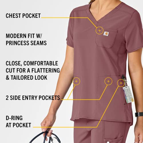 Carhartt womens Women's Force Modern Fit Chest Pocket Top Medical Scrubs, Azalea, Small US