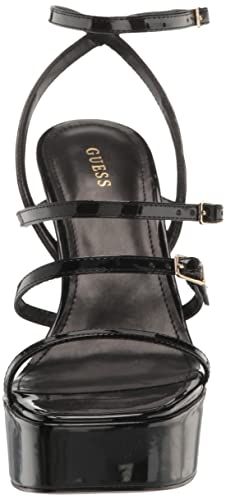 Guess Women's YENNA Heeled Sandal, Black Patent, 6.5