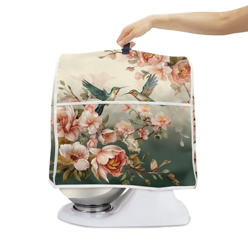 Hinthetall Boho Floral Stand Mixer Cover for Bowl Lift 4.5-5 Quart Portable Blender Cover Dust Cover Bag with Top Handle Washable Small Appliance Covers