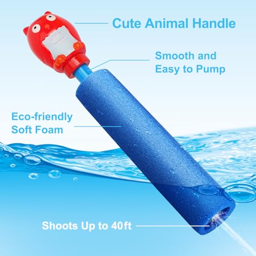 Water Guns, Water Squirter Gun 40 Ft Range Swimming Pool Beach Summer Party Outdoor Water Toys for Kids Age 4-12 Water Blasters for Teens Adults (animal-6pcs)