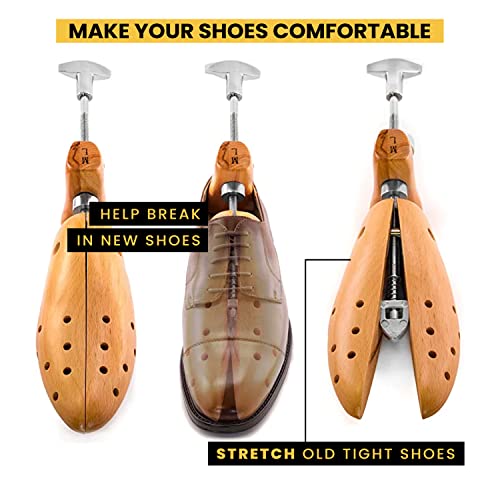 HOUNDSBAY Bulldog Premium Professional 2-way Wooden Shoe Stretcher for Women, Shoe Widener & Expander for Women w/Wide Feet