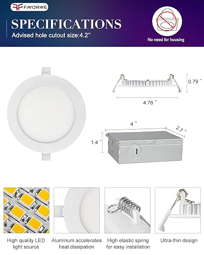 Favorwe Smart LED Recessed Lighting 6 Inch 12 Pack, Ultra-Thin RGB LED Lights 12W 1200LM, Color Changing Recessed Lighting, Compatible with Alexa, Google Assistant