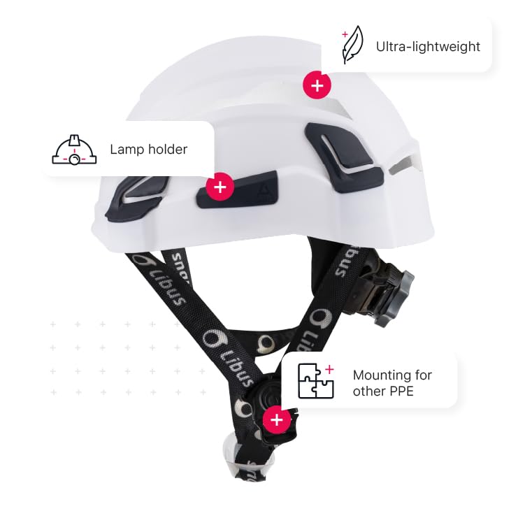 Libus Andes Construction Helmet: Premium Head Protection for Height Work with Adjustable 6-Point Ratchet Suspension, Chin Guard, and Multiple Safety Certifications