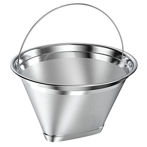 Stainless Steel Reusable Coffee Filter Compatible with Ninja Coffee Maker, 4 Cone Coffee Filters Coffee Basket, Permanent Coffee filters fit for Ninja CFP201 CFP300