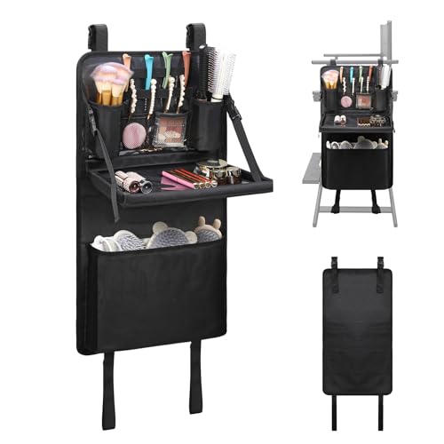 Makeup Chair Side Organizer Bag, Directors Chair Side Storage Bag, Large Capacity Makeup Artist Bag for Make Up Chair, Professional Makeup Artist Chair Armrest Bag with Waterproof Detachable Board