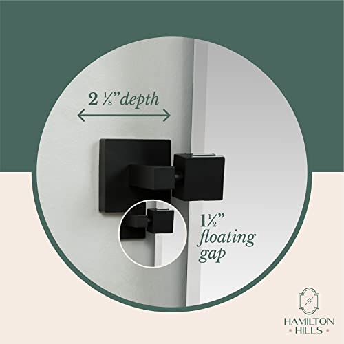 Hamilton Hills 20x30 inch Pivot Wall Mirror Including Matte Black Squared Wall Brackets | Frameless Bathroom Mirror | Rectangular Adjustable & Tilting Vanity | Modern Farmhouse Wall-Mounted Mirrors