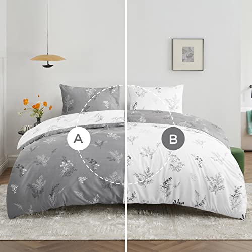 Bedsure Duvet Cover Queen Size - Cute Reversible Floral Duvet Cover Set with Zipper Closure, Misty Lilac Bedding Set, 3 Pieces, 1 Duvet Cover 90"x90" with 8 Corner Ties and 2 Pillow Shams 20"x26"