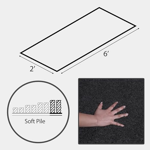 Ottomanson Indoor Solid Shag Design Rubber Back 2x6 Soft Pile Shag Runner Rug for Hallway, Entryway, Kitchen, Living Room, Bedroom, Bathroom, 2' x 6', Black