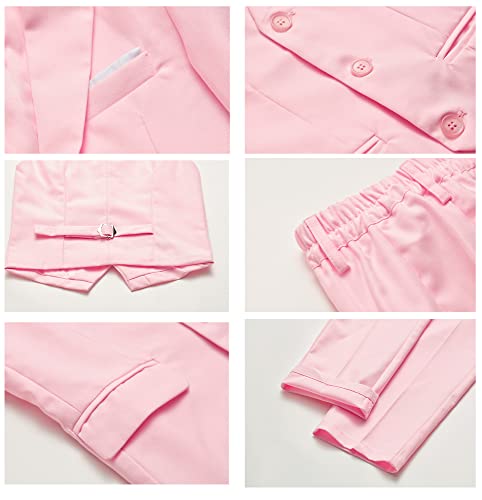 MAGE MALE Boys Multiple Colour Formal Dress Suits 5 Piece Slim Fit Dresswear Suit Set with Kids Suspenders Gold