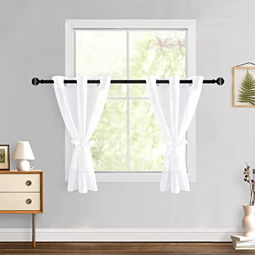 Hiasan Sheer Curtains 84 Inches Long with Tiebacks, Light Filtering Semi Transparent Lightweight Voile Grommet Window Curtains for Bedroom, Living Room, W52 x L84, Blush Pink, Set of 2 Drape Panels