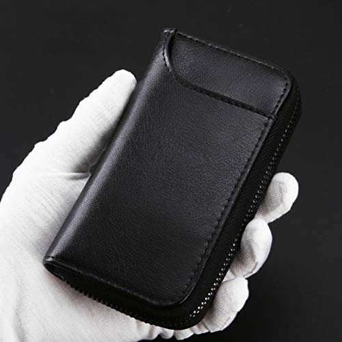 BAKUN Large Zipper Leather Car Key Case, Key Holder Key Organizer Wallet, With 16 Hooks(Black)