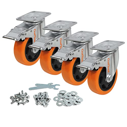 CoolYeah 4 inch Caster Wheels with Brake (Set of 4)