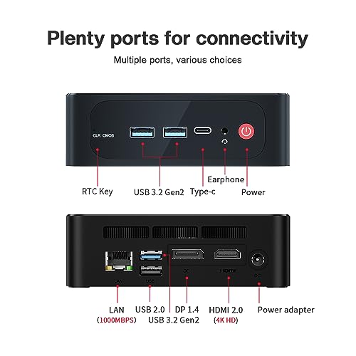 Beelink EQR6 Mini PC, AMD Ryzen 5 6600H (6C/12T, up to 4.5GHz), 16GB DDR5 RAM 500GB NVME SSD, Mini Desktop Computer Support 4K@60Hz/Dual HDMI/WiFi6/BT5.2/Dual LAN/Quiet Office PC