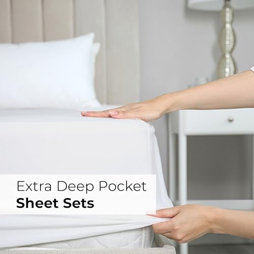 Extra Deep Twin XL Sheet Set - 4 Piece Breathable & Cooling Sheets - Hotel Luxury Bed Sheets Set - Easy Fit - Soft, Wrinkle Free & Comfy Sheets Set - Spa Blue Sheet Set w/Extra Deep Pockets