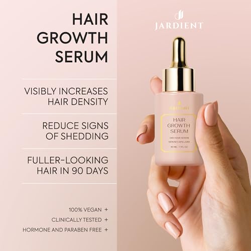 Jardient Hair Growth Serum: Veganic Natural Hair Growth Oil - Hair Loss Treatment for Women and Men - GRO Hair Serum for Thining Hair - Fuller Thicker and Healthier Hair in 90 Days, 2Pack X 1Fl Oz