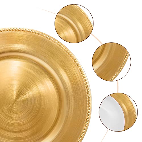 DaCakeWS Reef Charger Plates 13inch, Set 10PCS Plastic Floral Charger Plates Wedding for Dinner,Wedding,Party,Event,Decoration(Reef Rose Gold 10)