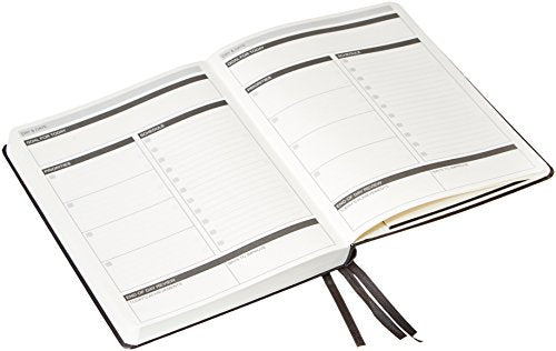 Amazon Basics Daily Planner and Journal, Hard Cover, 5.8" x 8.25", Black