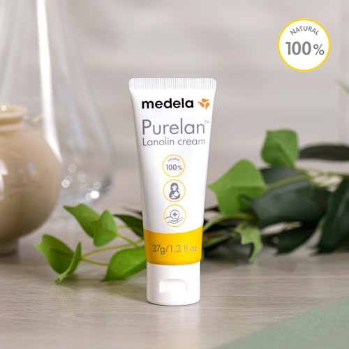 Medela Purelan Lanolin Nipple Cream for Breastfeeding, 100% All Natural Single Ingredient, Hypoallergenic, Soothing Protection, Safe for Nursing Mom and Baby, 1.3 Ounce Tube