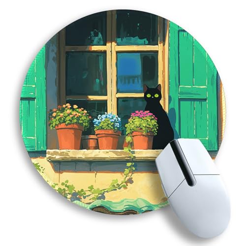 Gctriki Round Mouse Pad, Cute Butterfly Flower Mousepad for Laptop Gaming Women, with Stitched Edge Non-Slip Rubber Base, Feminist Inspirational Quote Mouse Pad, Home Office Decor Desk Accessories