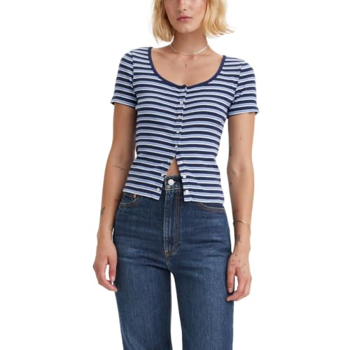 Levi's Women's Britt Snap Front Top (Also Available in Plus), Sade Stripe Omphalodes, X-Small