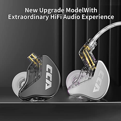 CCA CRA in Ear Monitor, Ultra-Thin Diaphragm Dynamic Driver IEM Earphones, Clear Sound & Deep Bass in Ear Headphones, Wired Gaming Earbuds with 2 Pin Detachable Cable for Singer Musicians Drummers