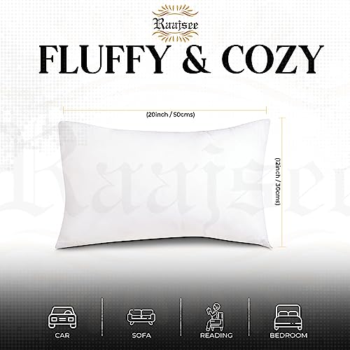 raajsee 12X20 Throw Pillow Inserts Set of 2, Down Alternative Premium Cotton Covering Hypoallergenic - Rectangle Form Throw Pillow Stuffer - Decorative Cushion Inner Sham Filler Bed Couch Sofa