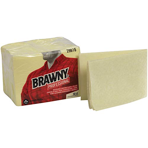 Brawny Yellow 1/8 Fold Disposable Dusting Cloth by GP PRO (Georgia-Pacific), 24" Length x 17" Width, 29616 (Case of 4 Packs, 50 Cloths per Pack)