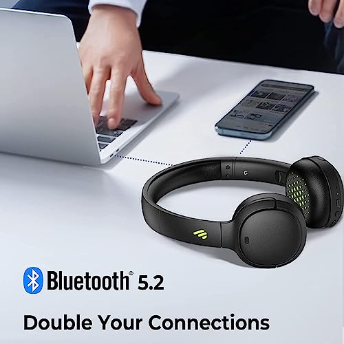 Edifier WH500 Wireless On-Ear Headphones with Foldable Lightweight Design and Solid Bass, Bluetooth Headset with Microphone, 40H Music Playtime and Custom EQ via App for Home Office Travel (Black)