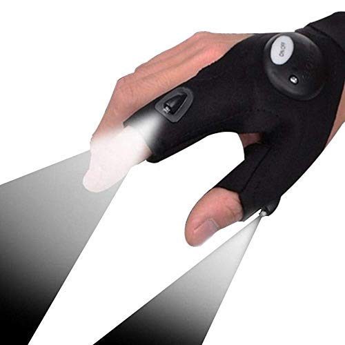 4pcs LED Flashlight Gloves Light Fingerless Outdoor Fishing Gloves Tool Gadgets Gifts for Repairing Working for Men Women Camping Hiking (2 Pairs)