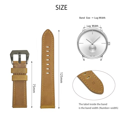 Jeereal Leather Watch Bands Quick Release Vintage Watch Straps for Men Women- 18mm 20mm 22mm (20mm, Bourbon Brown)