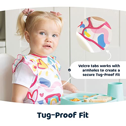 Tiny Twinkle Mess Proof Baby Bib - Waterproof Baby Apron - Machine Washable - PVC, BPA, & Phthalate Free - Great Travel Bib for Baby Food Eating (Dinosaur, Small 6-24 Months)