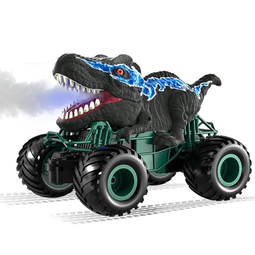 Bennol 2.4GHz Dinosaur Remote Control Car Toys for Kids Boys 4-7 5-7 8-12, RC Dinosaur Car Toys with Light, Sound, Spray, Indoor Outdoor Toys Gifts for 3 4 5 6 Year Old Boys, RC Car Toys for Boys