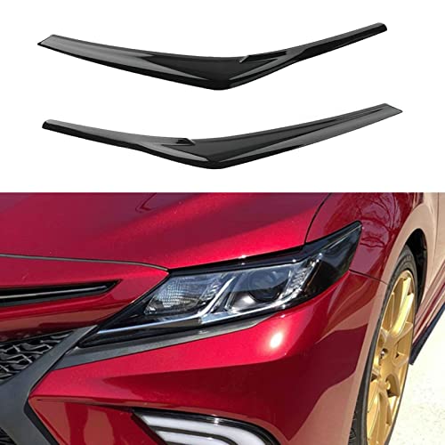 Xhfarce Gloss Black Headlight Eyebrow Eyelid Cover Trim Decoration Sticker for Toyota Camry 2024 2023 2022 2021 2020 2019 2018 Accessories