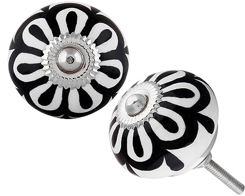 CLEENTABLE Set of 12 Ceramic Knobs Decorative Knobs for Home Kitchen Cabinet Cupboard Door Dresser Wardrobe Pulls Cabinet Knobs Ceramic Drawer Pull Kitchen Cupboard Pull Door Handle - White Silver