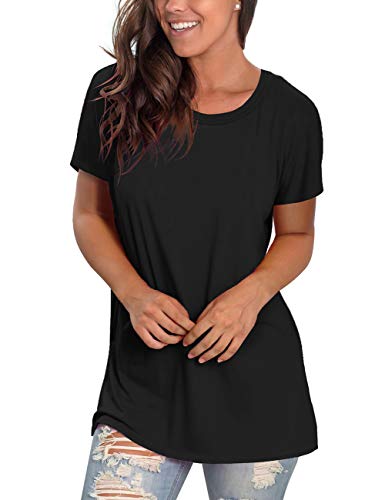 Womens Summer Tops Short Sleeve Tee Shirts Loose Fitting Tees Crewneck M